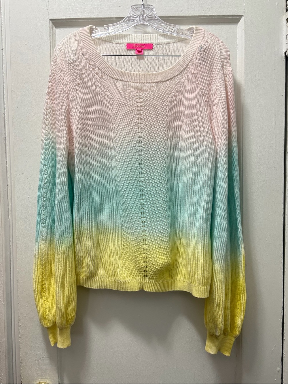 Lilly Pulitzer Pastel Ombre Crewneck Sweater in Pink, Mint & Yellow